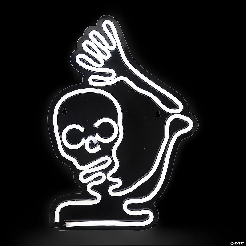 15" White LED Lighted Neon Style Skeleton Halloween Window Silhouette