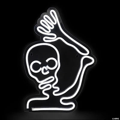 15" White LED Lighted Neon Style Skeleton Halloween Window Silhouette