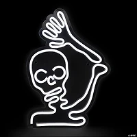 15" White LED Lighted Neon Style Skeleton Halloween Window Silhouette