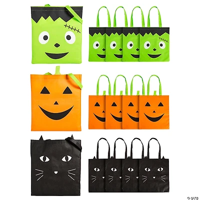 15" x 17" Large Halloween Character Faces Nonwoven Tote Bags - 12 Pc.