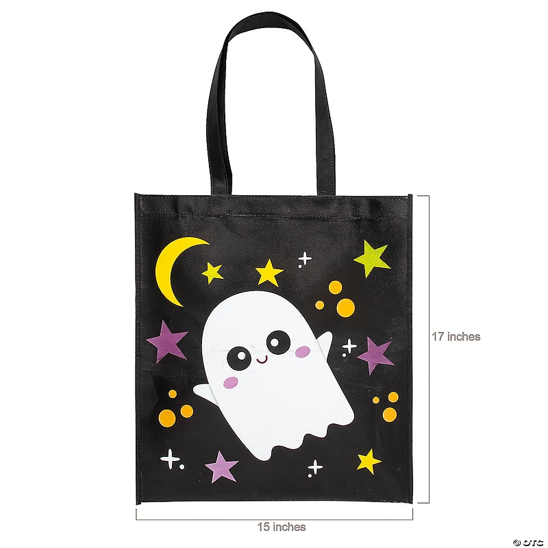 15" x 17" Large Metallic Laminated Halloween Nonwoven Tote Bags - 12 Pc.