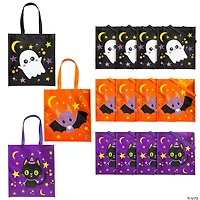 15" x 17" Large Metallic Laminated Halloween Nonwoven Tote Bags - 12 Pc.