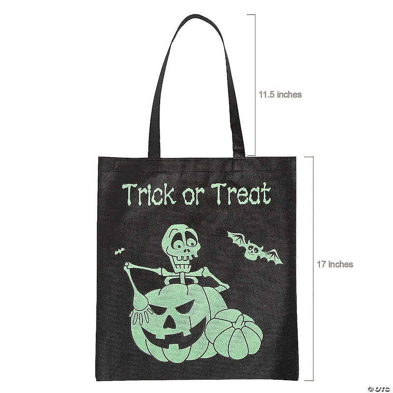 15" x 17" Large Nonwoven Glow-in-the-Dark Halloween Tote Bags - 12 Pc.