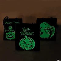 15" x 17" Large Nonwoven Glow-in-the-Dark Halloween Tote Bags - 12 Pc.