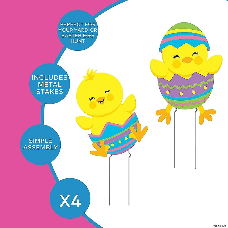 16 1/4" - 24" Tumbling Easter Chicks Yard Signs - 4 Pc.