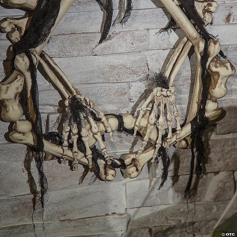 16.5" Lightup Skeleton Halloween Wreath