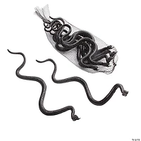 16" Bag of Black Plastic Snakes Halloween Decoration