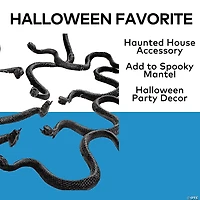 16" Bag of Black Plastic Snakes Halloween Decoration