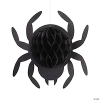16" Large Black Hanging Honeycomb Tissue Paper Spiders - 4 Pc.