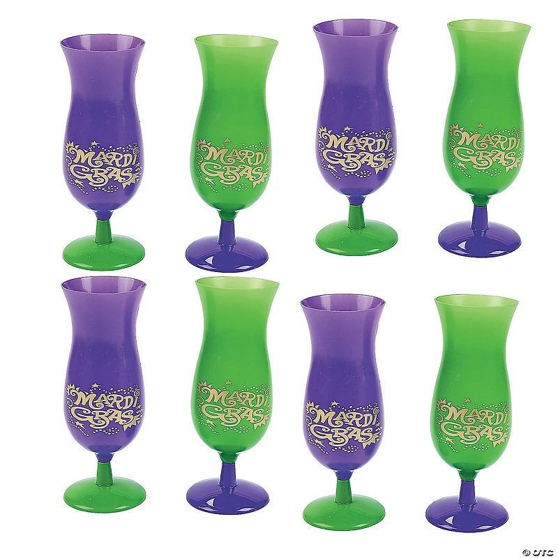 16 oz. Bulk 60 Ct. Mardi Gras Reusable Plastic Hurricane Glasses