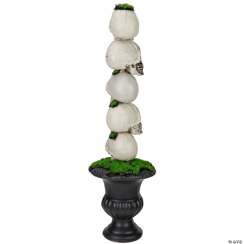 16" Skull Tower Topiary in Urn Halloween Decoration