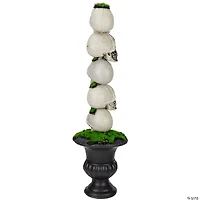 16" Skull Tower Topiary in Urn Halloween Decoration