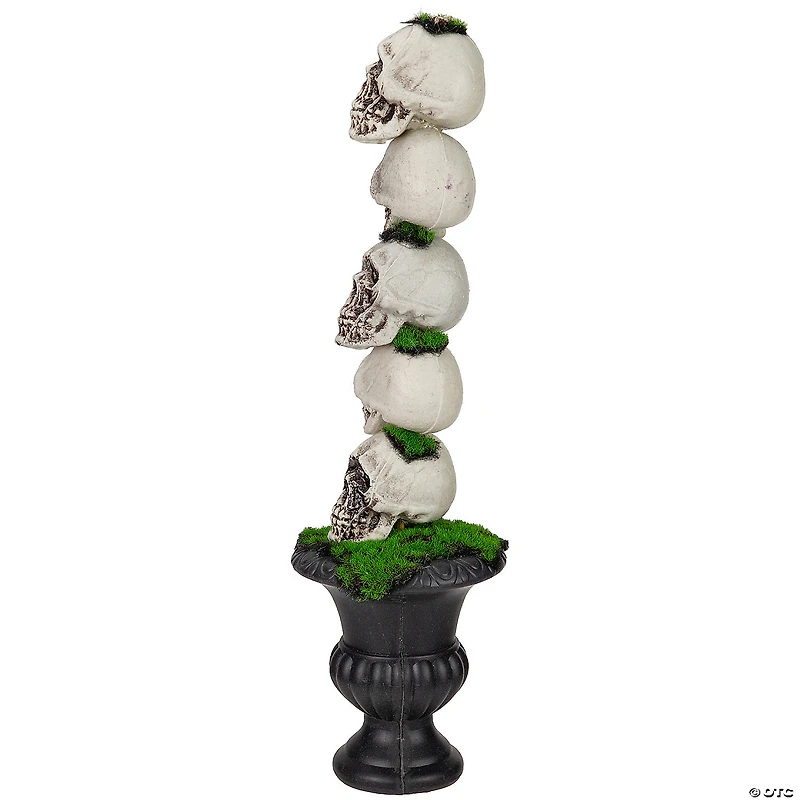 16" Skull Tower Topiary in Urn Halloween Decoration