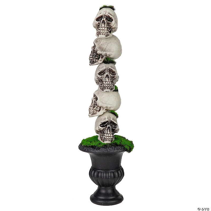 16" Skull Tower Topiary in Urn Halloween Decoration