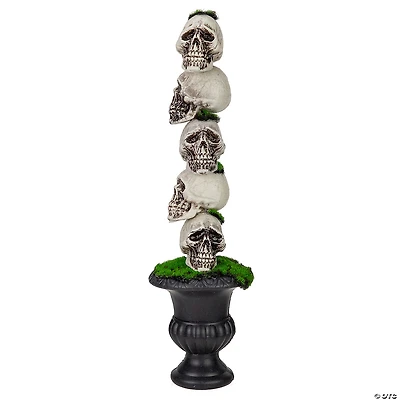 16" Skull Tower Topiary in Urn Halloween Decoration