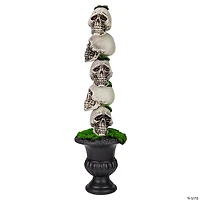 16" Skull Tower Topiary in Urn Halloween Decoration