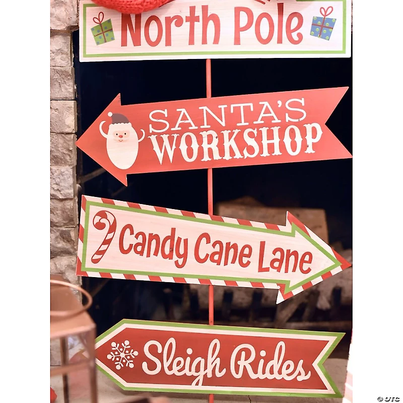 16" x 53" Whimsical Christmas Directional Yard Sign