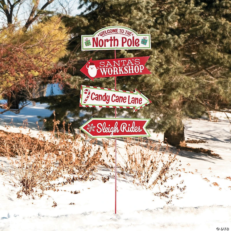 16" x 53" Whimsical Christmas Directional Yard Sign