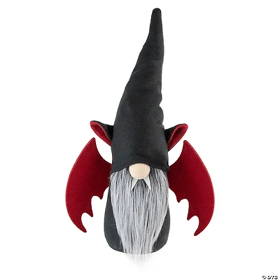 17" Black and Red Halloween Boy Gnome with Bat Wings