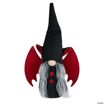 17" Black and Red Halloween Girl Gnome with Bat Wings