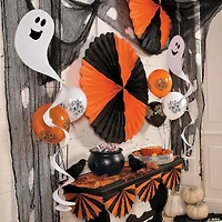 17" Giant Ghost Hanging Paper Swirl Halloween Decorations - 12 Pc.