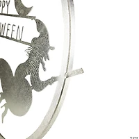 17" Silver Flying Witch Happy Halloween Wall Sign