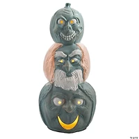 18" Light-Up Hitchhiking Ghosts Pumpkin Stack Halloween Outdoor Decoration