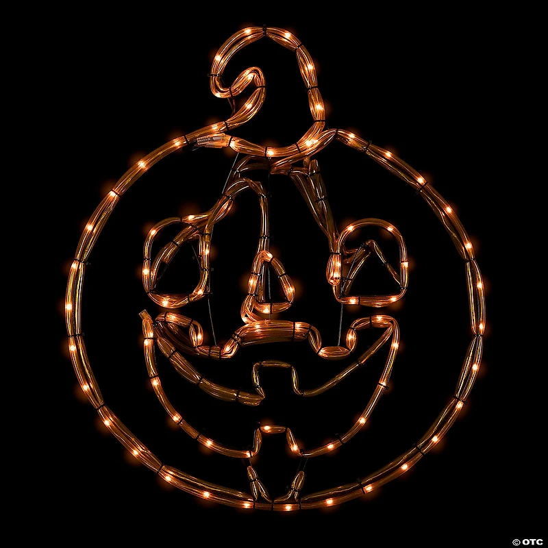 18" Orange Jack O Lantern 4 Function LED Lighted Halloween Window Silhouette