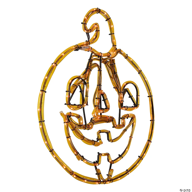 18" Orange Jack O Lantern 4 Function LED Lighted Halloween Window Silhouette