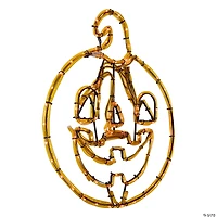 18" Orange Jack O Lantern 4 Function LED Lighted Halloween Window Silhouette
