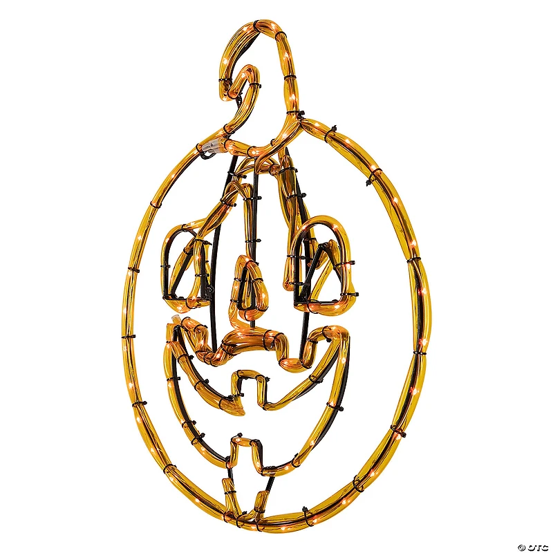 18" Orange Jack O Lantern 4 Function LED Lighted Halloween Window Silhouette