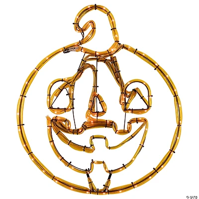 18" Orange Jack O Lantern 4 Function LED Lighted Halloween Window Silhouette