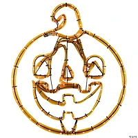 18" Orange Jack O Lantern 4 Function LED Lighted Halloween Window Silhouette