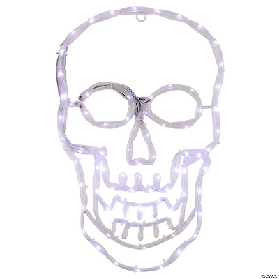 18" White Skull 4 Function LED Lighted Halloween Window Silhouette