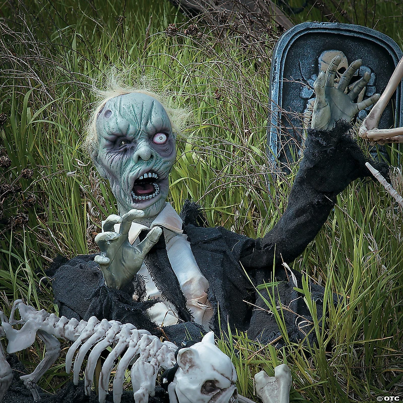 18" x 55" Groundbreaker Zombie with Lights & Sound Halloween Decoration
