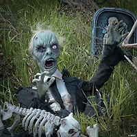 18" x 55" Groundbreaker Zombie with Lights & Sound Halloween Decoration