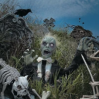 18" x 55" Groundbreaker Zombie with Lights & Sound Halloween Decoration