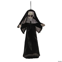 19 3/4" Hanging Black & White Nun with Cross Halloween Decoration