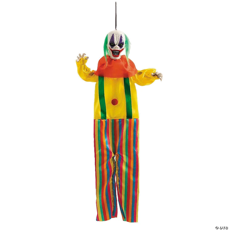 19 3/4" Hanging Bright Colors Clown with Green Hair Halloween Decoration