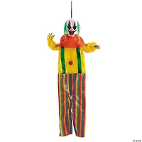 19 3/4" Hanging Bright Colors Clown with Green Hair Halloween Decoration