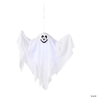 19 3/4" x 20 3/4" Light-Up Smiling Ghost Halloween Hanging Decoration