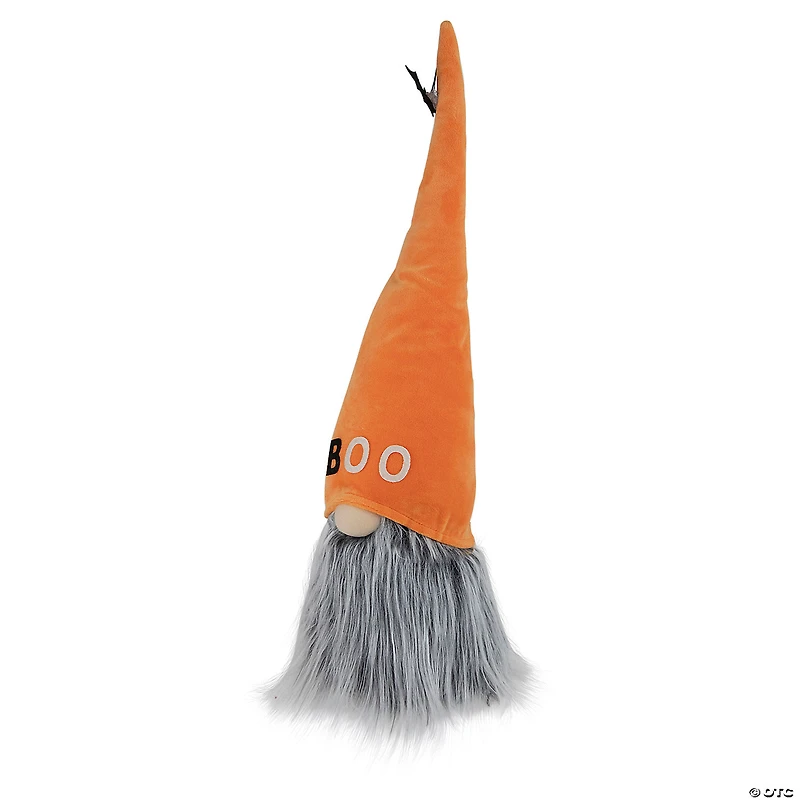 19.75" Orange and Gray "Boo" Standing Halloween Gnome