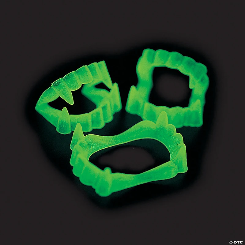 2 1/2" Bulk 72 Pc. Glow-in-the-Dark BPA-Free Plastic Fangs Vampire Teeth