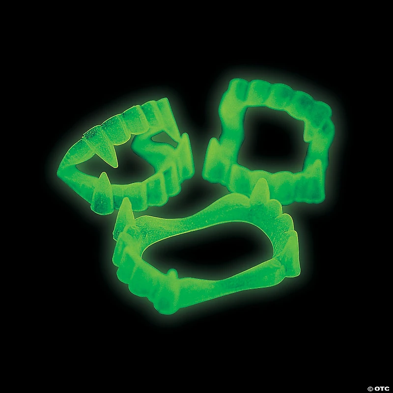 2 1/2" Bulk 72 Pc. Glow-in-the-Dark BPA-Free Plastic Fangs Vampire Teeth
