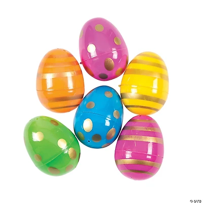 2 1/2" Bulk 72 Pc. Metallic Design Plastic Easter Eggs