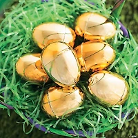2 1/4" Metallic Golden Plastic Easter Eggs - 12 Pc.