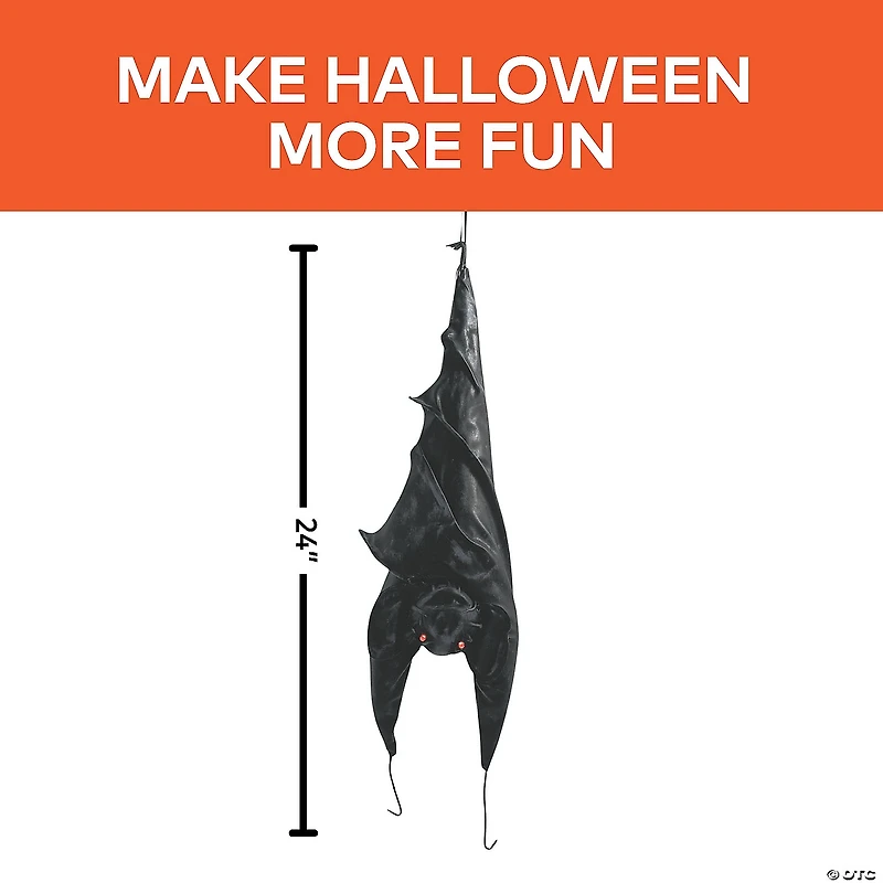 2 Ft. Animated Hanging Light-Up Upside-Down Bat Halloween Decoration