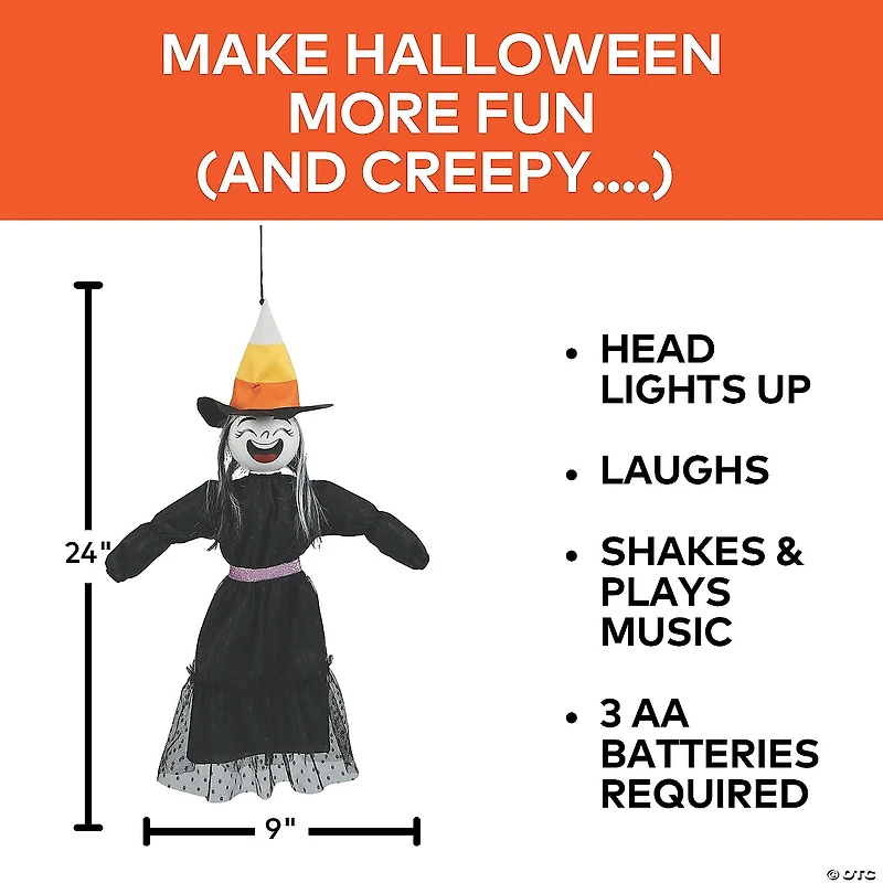 2 Ft. Animated Light-Up Giggling Witch with Black Dress Halloween Decoration