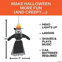 2 Ft. Animated Light-Up Giggling Witch with Black Dress Halloween Decoration