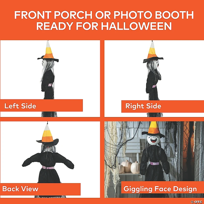 2 Ft. Animated Light-Up Giggling Witch with Black Dress Halloween Decoration